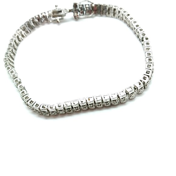 Tennis Style Bracelet Crystal Silver-tone - Picture 4 of 13